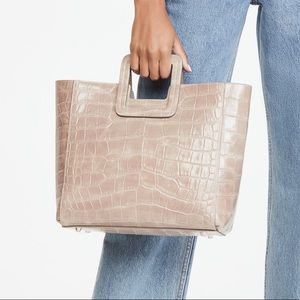 NWT Staud French Grey Croc Embossed Shirley Tote Bag